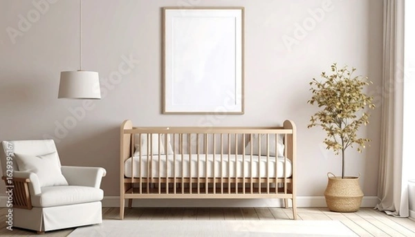 Obraz Nursery room interior, light beige, calm