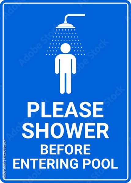 Fototapeta Please shower before entering pool sign