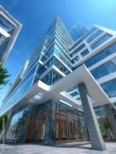 Fototapeta Modern skyscraper entrance