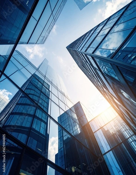 Fototapeta Modern skyscrapers viewed from below