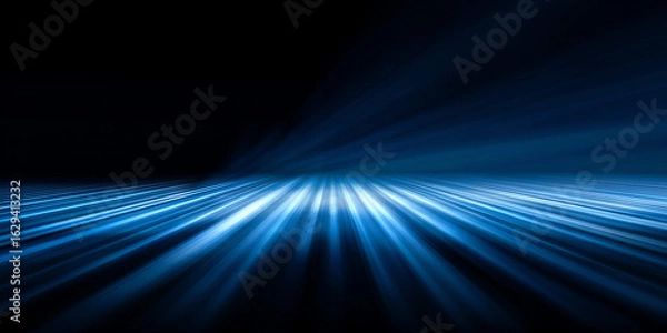 Obraz abstract black background with blue rays,speed light streak wave on black background, neon motion blur spotlight effect,glowing speed lines,abstract background with waves ray light