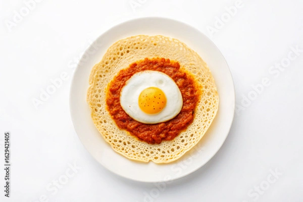 Obraz Sri Lankan Egg Hopper Appam Orange Sambal Fried Egg