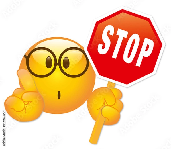 Fototapeta Stop Smiley mit Stopschild - Vektor