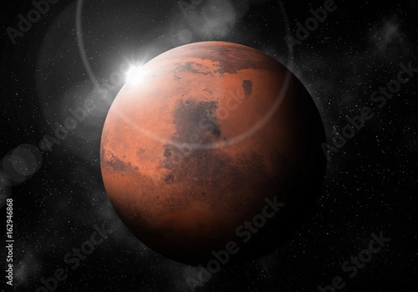 Fototapeta Fourth planet from the Sun is Mars ,Solar system planetarium.