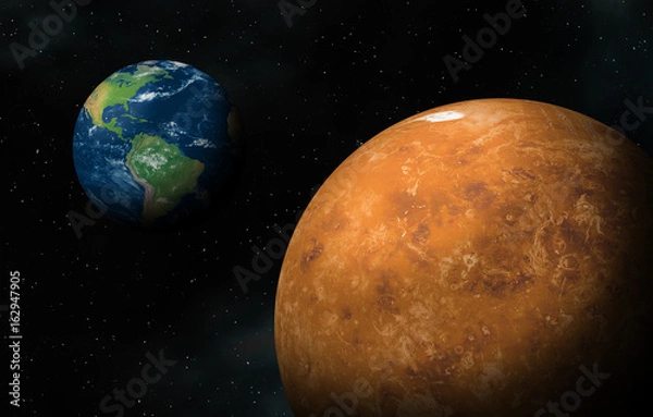 Fototapeta Between Earth and Venus,Elements of this image furnished by NASA