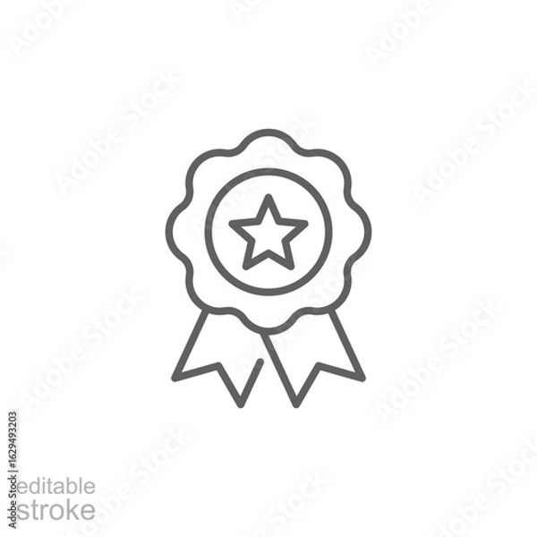Fototapeta Award medals icon. Simple outline style. Reward, recognition, star, rosette, ribbon, win, prize, best, badge, labels of trusted quality concept. Thin line symbol. isolated design editable stroke
