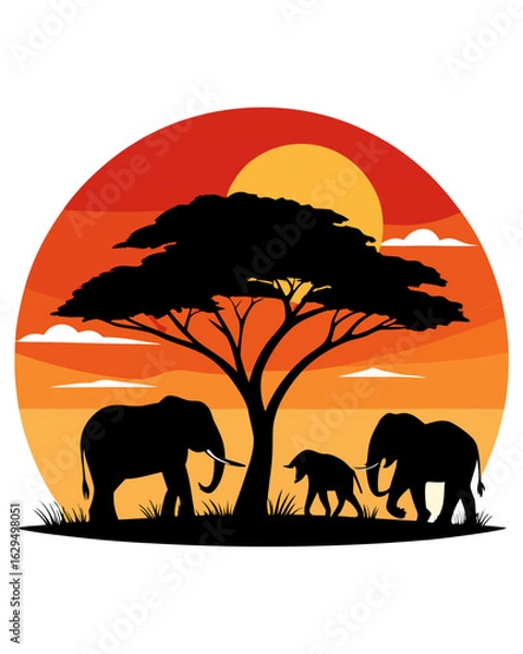 Fototapeta African Safari at Sunset Vector
