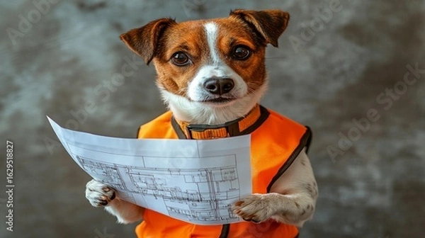 Obraz Dog Architect: Blueprint Review