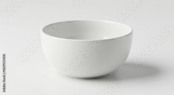 Fototapeta シンプル白磁器ボウル 柔らかな光で輝く 上品な質感. AI Generated