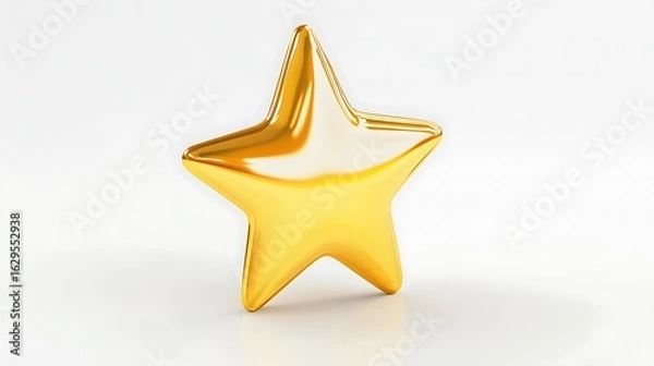 Fototapeta 3D golden star icon floating on white background