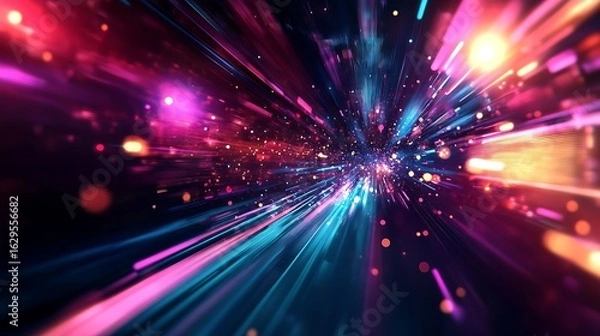 Fototapeta Futuristic technology background with vibrant colors and soft motion blur effect