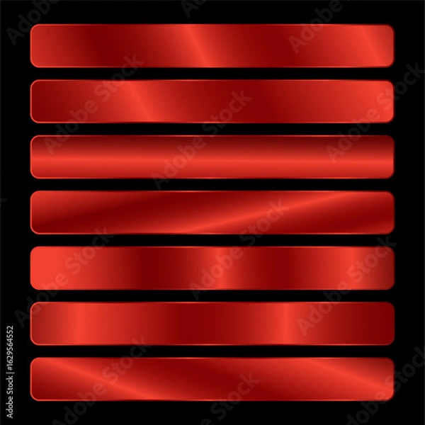 Fototapeta Metallic Red Gradient Bars – Glossy Striped Background Set