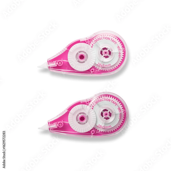Fototapeta Magenta correction tape isolated on a transparent background, PNG. High resolution. 