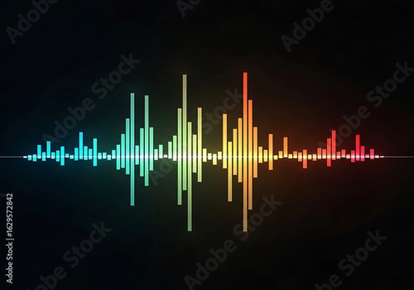 Fototapeta Abstract audio sound wave background with a digital music equalizer graph, vector illustration.
