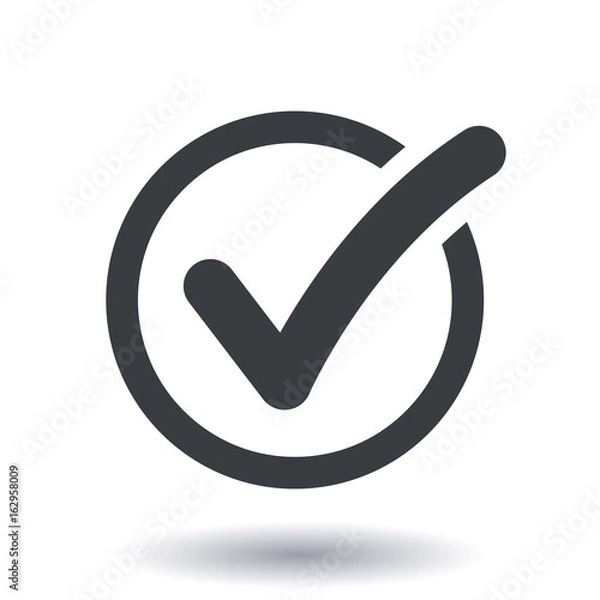 Fototapeta Check list button icon. Check mark in round sign.