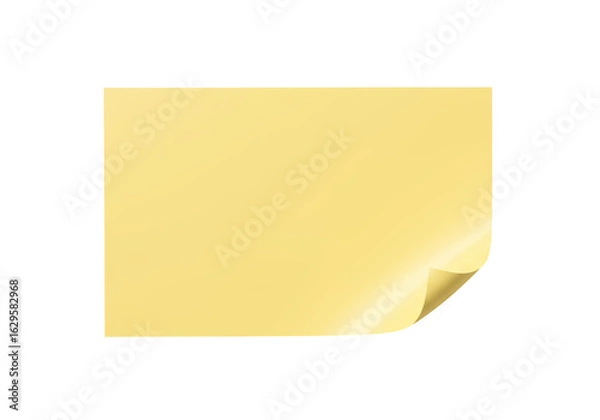 Fototapeta Isolated Blank Yellow Sticky Note with a Curled Corner and Ample Copy Space