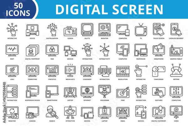 Obraz Digital screen icon set collection vector illustration