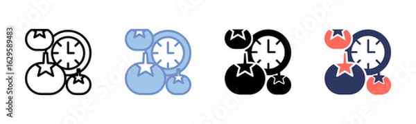 Fototapeta Pomodoro Technique icon sheet multiple style collection