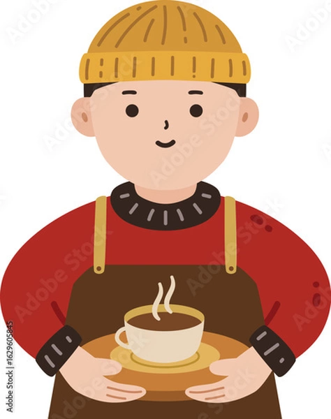 Fototapeta Male Barista Vector Illustration