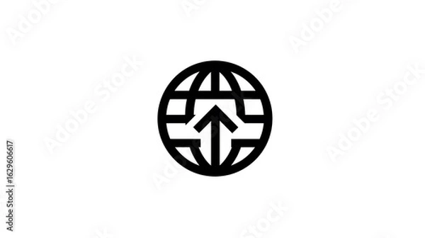Fototapeta Line icon of arrow clicking globe representing website access or internet link for apps and websites