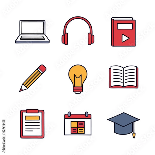 Fototapeta online learning icon bundle