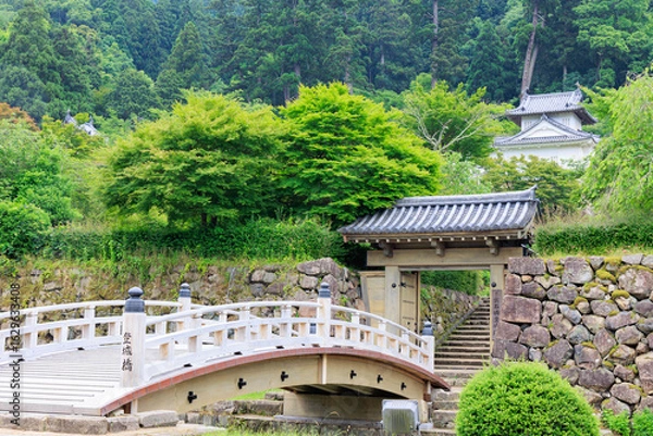 Fototapeta 出石城　登城門　登城橋　城下町　時計台　兵庫県豊岡市出石町