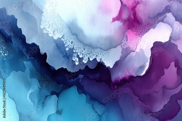Fototapeta Abstract watercolor painting with flowing color gradients.