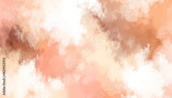 Fototapeta Abstract watercolor-style painting in soft peach and beige tones.