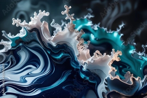 Fototapeta Abstract Ocean-Inspired Digital Sculpture