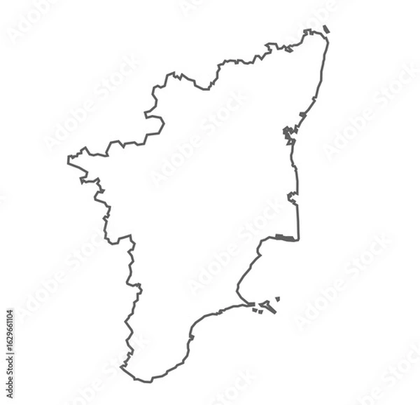 Obraz TAMIL NADU state map with line illustration, India