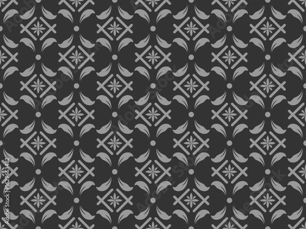 Fototapeta Floral pattern. Wallpaper baroque, damask. Seamless vector background. Charcoal and gray ornament Graphic modern pattern.