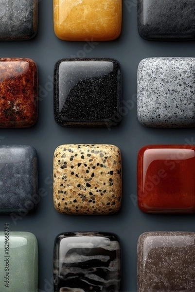 Obraz Square stone samples in various colors and patterns