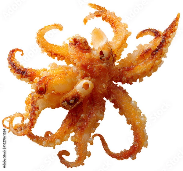 Fototapeta Crispy fried squid, isolated background.
