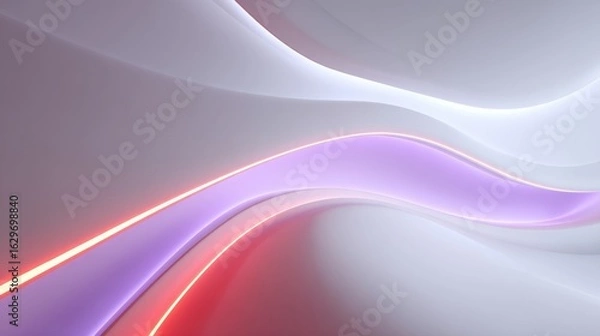 Fototapeta Free futuristic curvy colorful glow architectural space white background