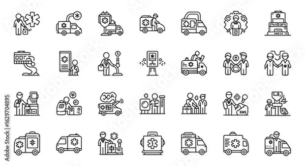 Obraz Vector illustration of collection of medical and healthcare icons isolated on white background