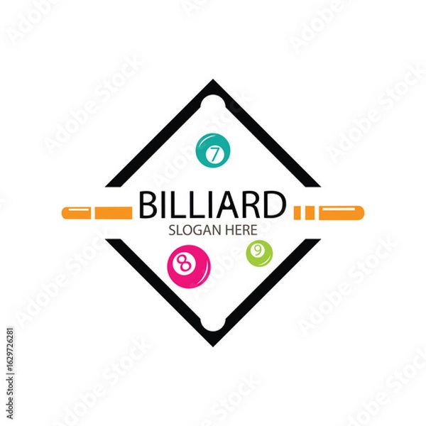 Fototapeta billiards logo vector on white background