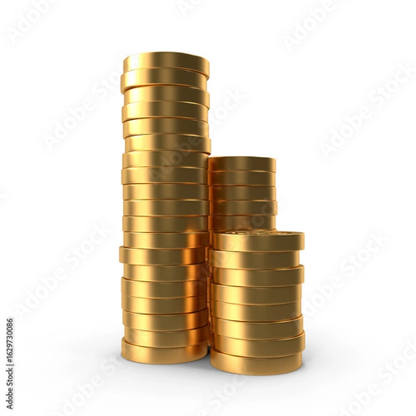 Fototapeta Stack of Gold Coins with Dollar Symbol Isolated on Transparent Background