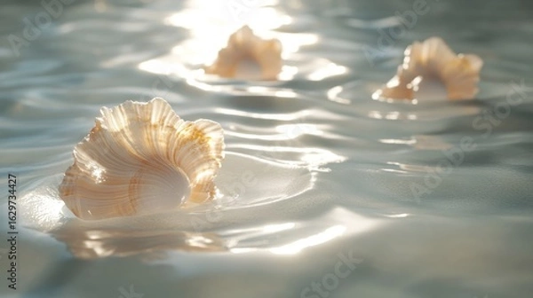 Obraz Delicate seashells on rippling water