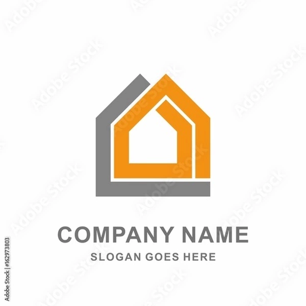 Obraz Simple Building House Shape Architecture Interior Construction Real Estate Business Company Stock Vector Logo Design Template
