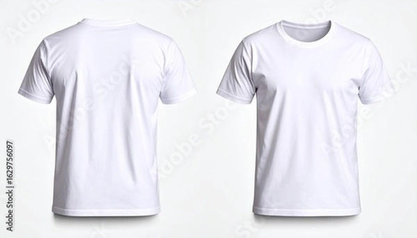 Fototapeta Studio shot featuring blank white t-shirts, front and back view mockup