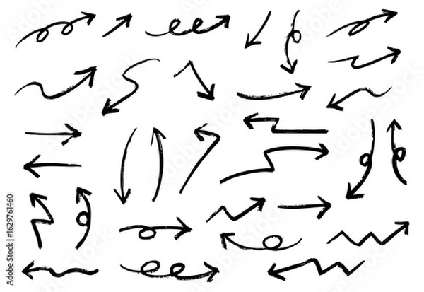 Obraz 手書きの矢印のイラストセット　ベクター黒	