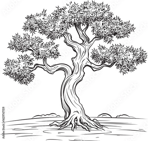 Fototapeta Artistic Black Olive Tree Vector Logo Olive Tree Vector Black Logo with Branches