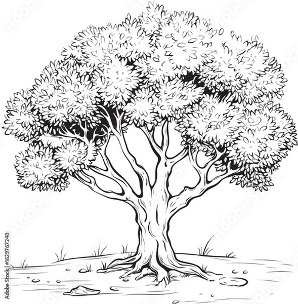 Fototapeta Simple Olive Tree Black Vector Icon Olive Tree Branches Black Silhouette Logo