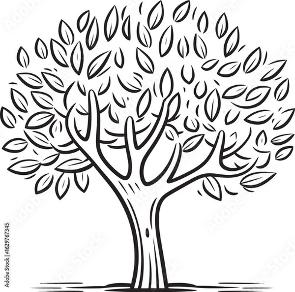 Fototapeta Olive Tree Black Vector Logo with Leaves Olive Tree Silhouette Black Vector Icon
