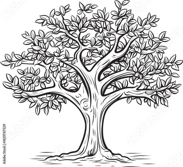 Fototapeta Clean Olive Tree Black Vector Icon Olive Tree Black Vector Logo with Leaf Silhouette