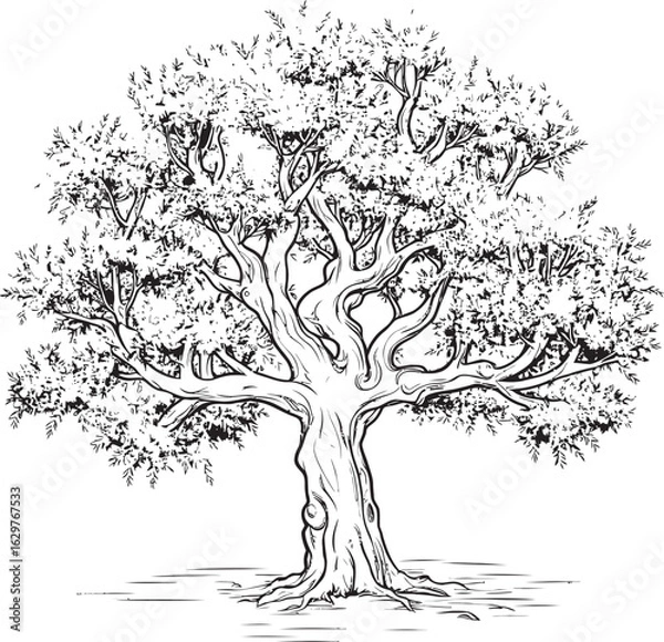 Obraz Minimal Olive Tree Black Logo Vector Olive Tree Black Silhouette Vector Logo