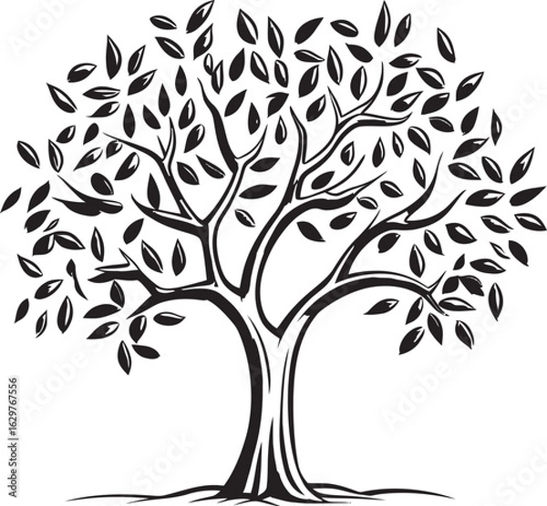 Fototapeta Olive Tree Black Line Vector Logo Design Clean Olive Tree Black Vector Icon