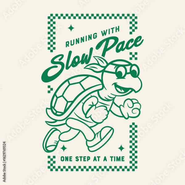 Obraz Running Turtle vector illustration suitable for logo, graphic tshirt, design element, or any other purpose.
