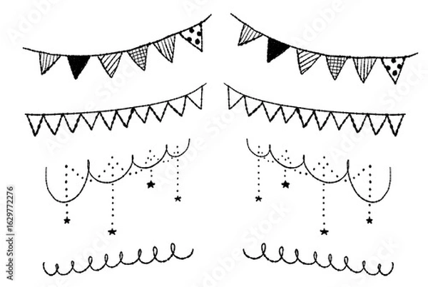 Obraz Hand Drawn Garland and Flag Set