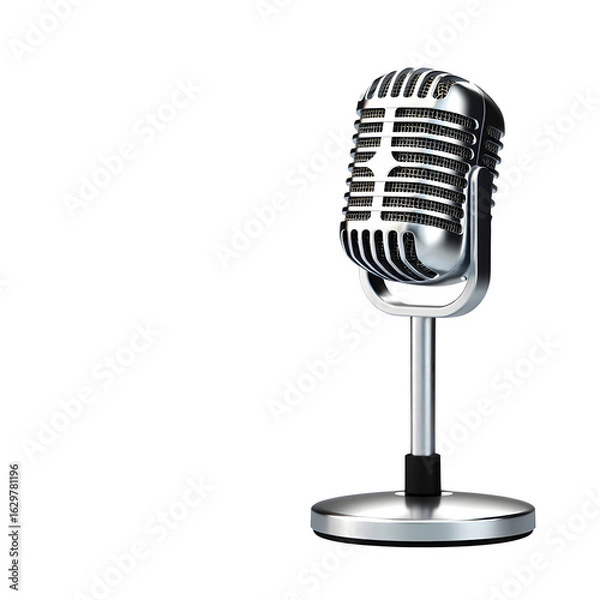 Fototapeta Vintage microphone for recording isolated on transparent background